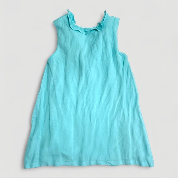 The Oaks Apparel Girls Size 8 Aqua Sleeveless Ruffle Dress with Bow in the Back - Picture 2 of 9